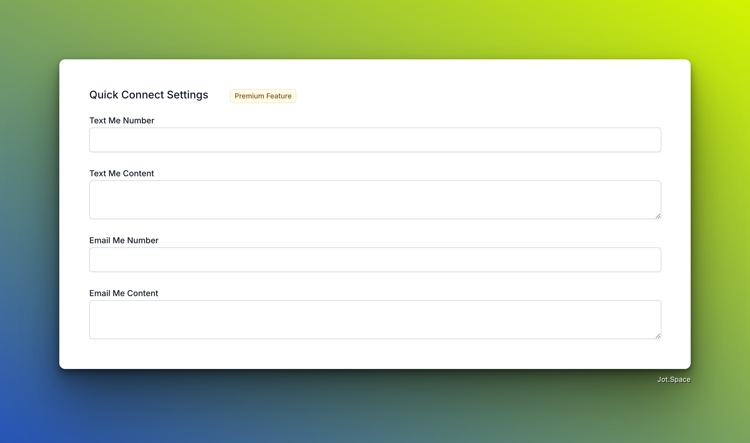 Quick Connect Settings