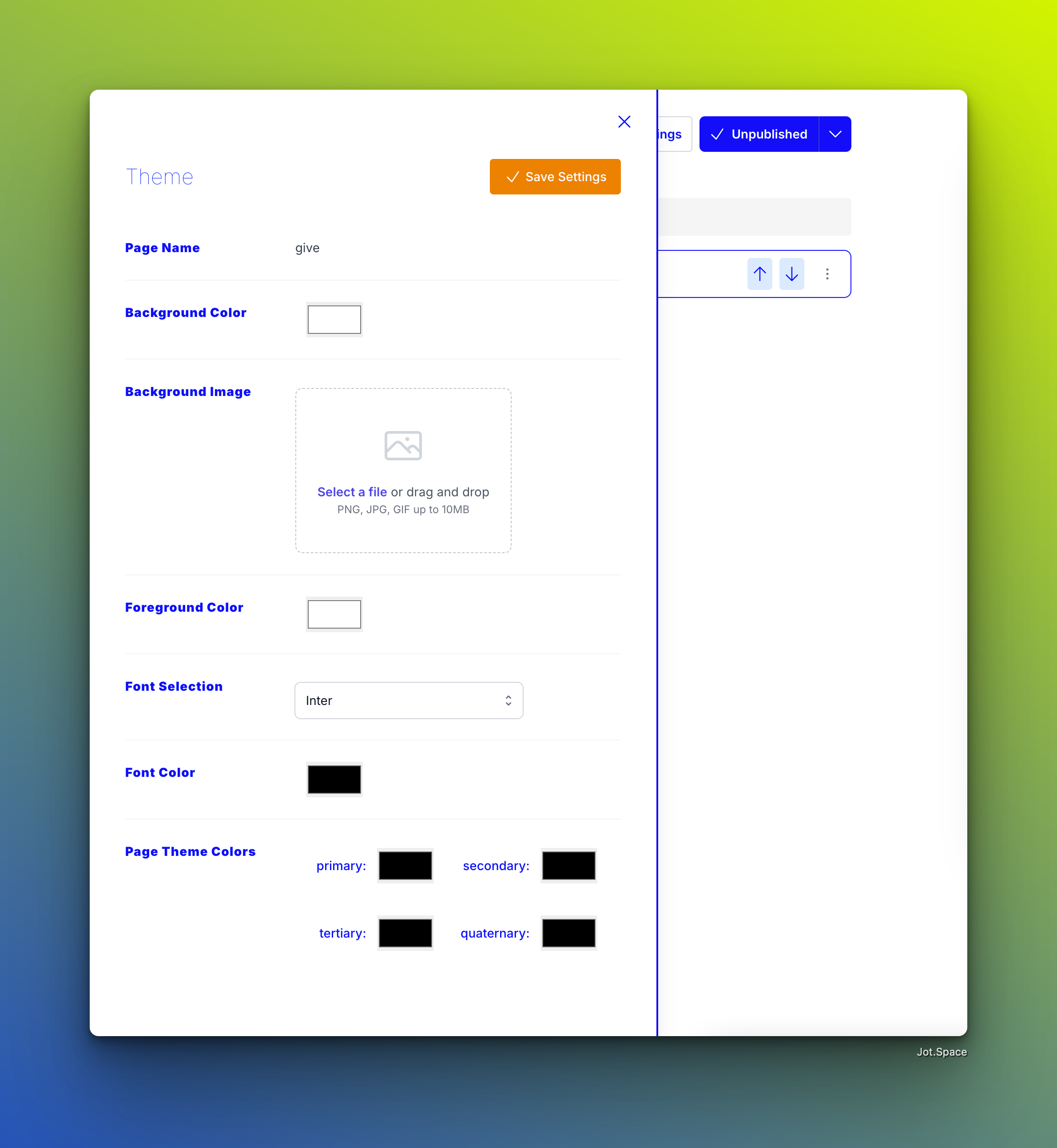 Theme Drawer Screenshot